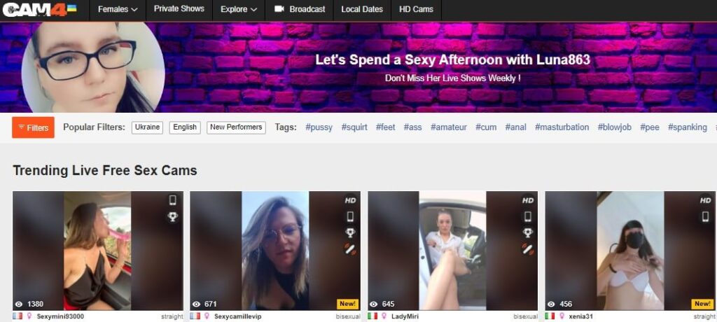 Cam4 Screenshot General Page